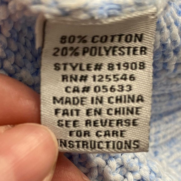 EUC Women’s Size Small Habitat Soft Blue Crew Neck Sweater Fabric Rolled at Neck - Picture 8 of 10